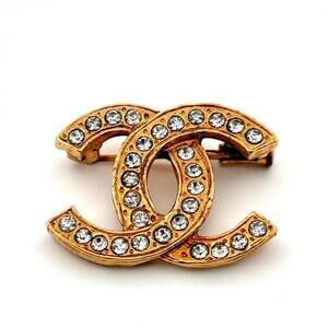 CHANEL Coco Mark GP Gold Rhinestone Brooch Chanel